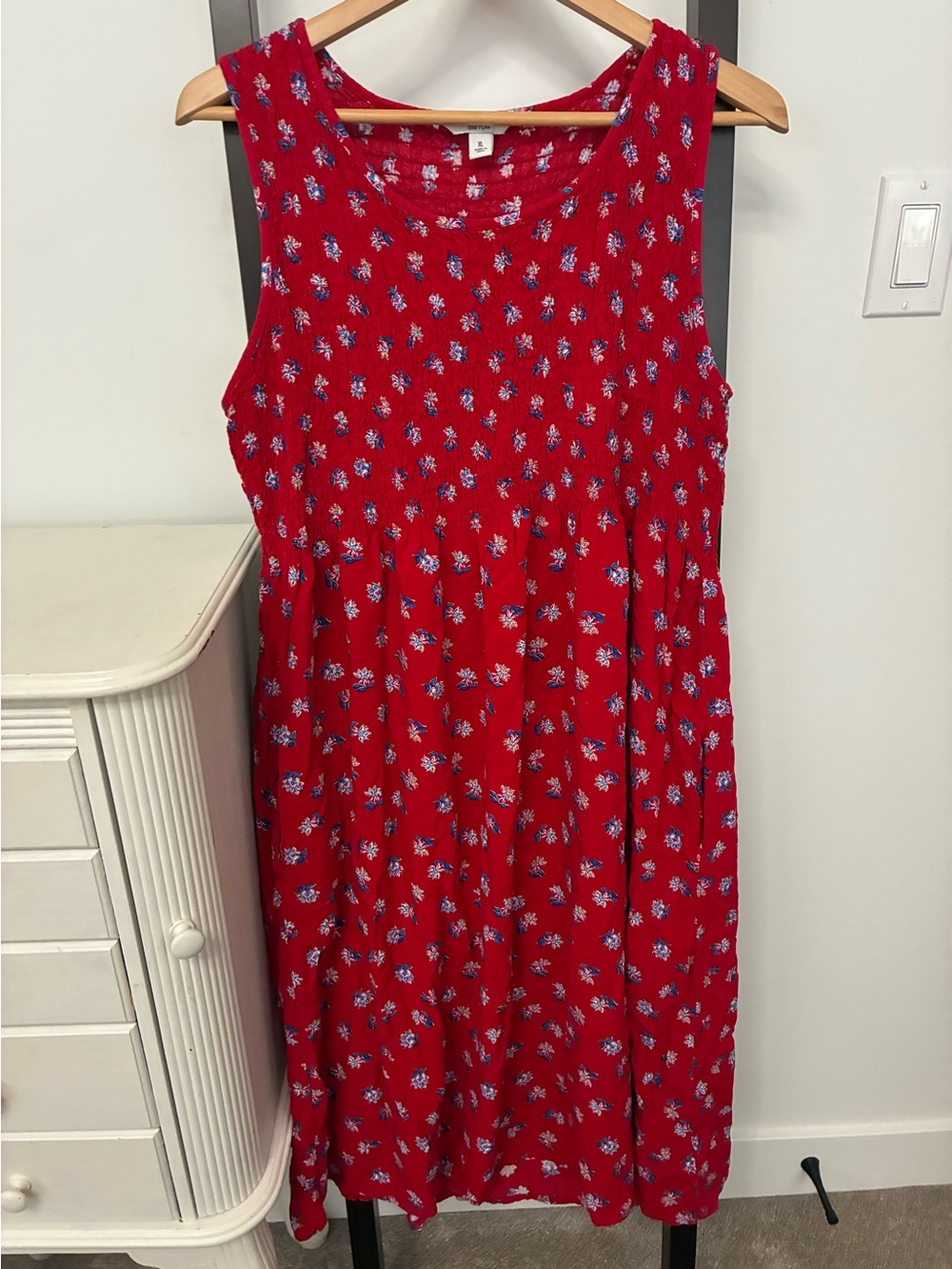 Red Sleeveless Floral Midi Dress by Croft and Barrow. Size XL. Rayon summer - Picture 5 of 11